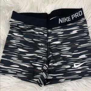 Nike Pro Black and Gray Camo Shorts
